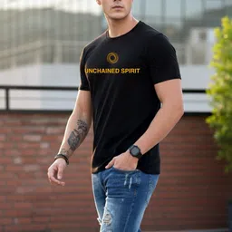 Moda Rapido Typography Printed Round Neck Short Sleeves Cotton T-shirt image 3