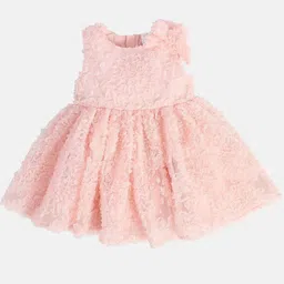 MINI KLUB  Girls Round Neck Knee Length Woven Fit & Flare Dress-picture-27