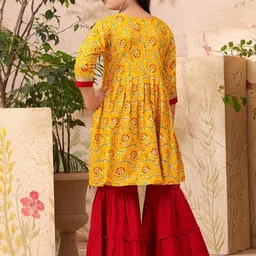 Aarika Girls Floral Printed Regular Kurta with Sharara image 4