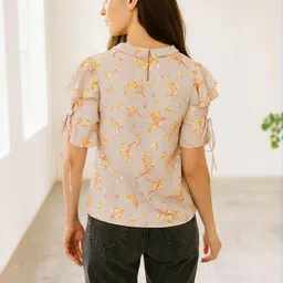 HERE&NOW Floral Printed Flared Sleeve Georgette Top image 5