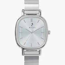 Sylvi Women Patterned Dial & Stainless Steel Straps Analogue Multi Function Watch EL-IB-Silve-mesh image 4