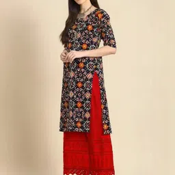 SZN Women Printed Crepe Straight Kurtas image 3