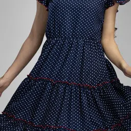 KRISS-CROX Print Flared Sleeve Fit & Flare Dress image 5