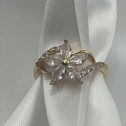 DRAMATIC EFFECT Rose Gold Plated  Stone-Studded Adjustable Finger Ring image 2