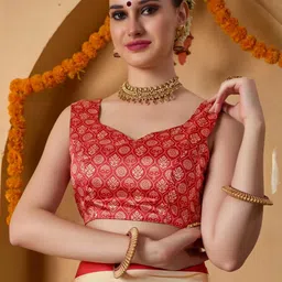 RACHNA Cream Art Silk Printed Sarees image 4