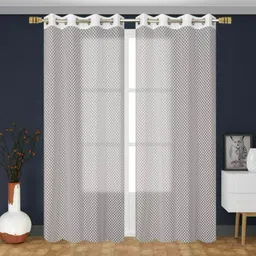 UrbanArts White Set of 2 Embroidered Sheer Window Curtain-picture-31