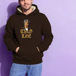 TOGS & TERRE Men Graphic Printed Fur Hooded Sweatshirt image 2