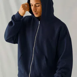JUMPCUTS Men Solid Long Sleeves Hooded Front Open Sweatshirt-image-42