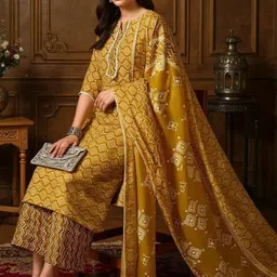 SZN Women Printed Regular Kurta with Palazzos & With Dupatta image 4