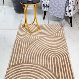 Saral Home Beige Geometric Anti-Skid Polyester Carpet-image-39