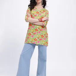 Anouk Rustic Floral Printed V-Neck Straight Kurti image 3