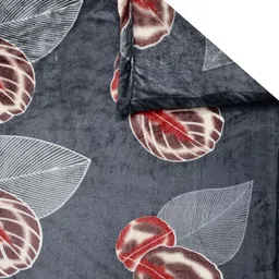 FABINALIV Grey & Red Floral Woollen 300 TC Double King Bedsheet Set-2.50 m X 2.25 m image 4