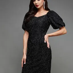 Miss Chase Women Embellished Puff Sleeve Sheath Mini Dress-picture-33