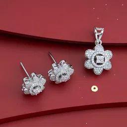 Kushal's Fashion Jewellery Rhodium-Plated Party Zircon-Studded Pendant Set-picture-33