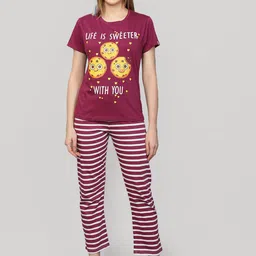 evolove Women Printed Pure Cotton Nightsuit-image-30