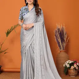 HERE&NOW Solid Saree With Blouse Piece-picture-18