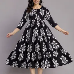 DEVEK Floral Print Maternity Fit & Flare Maxi Dress-picture-31