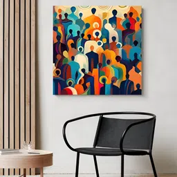 999Store Blue & Orange Colored Silhouettes Printed Abstract Canvas Painting Wall Art-picture-23
