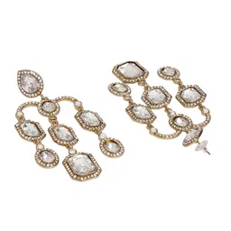 Zoey Gold-Plated Cubic Zirconia Studded Contemporary Drop Earrings image 4