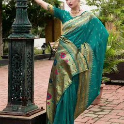 Mitera Floral Zari Paithani Saree image 2