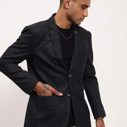 SHOWOFFFF Checked Slim-Fit Notched Lapel Single Breasted Blazer image 4