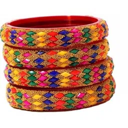 Raj world Multi Glass Artificial Stones Bangle image 2