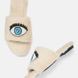 ZORI WORLD Women Embellished Fuzzy Open Toe Flats-picture-19