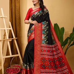 HERE&NOW Ethnic Motifs Zari Silk Cotton Kanjeevaram Saree image 3