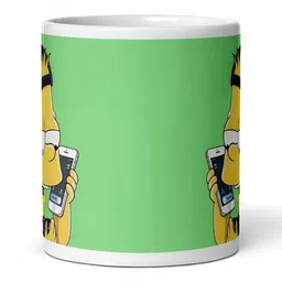 Mr UVD White & Green Graphic Printed Ceramic Glossy Mug 350 ml image 4