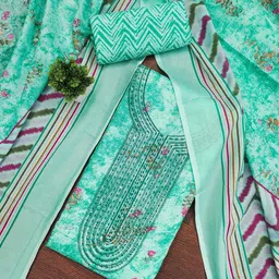 Maroosh Floral Embroidered Thread Work Pure Cotton Unstitched Dress Material-picture-39