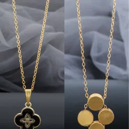 Birado Jewellery Set Of 2 Stainless Steel Gold-Plated Necklace-image-78