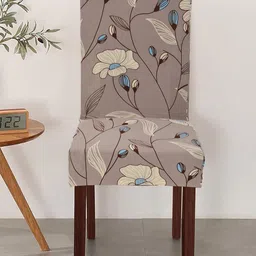 Yellow Weaves 2-Pcs Camel Brown Printed Stretchable Chair Covers image 3