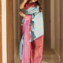 YAMUNE Woven Design Zari Art Silk Banarasi Saree image 5