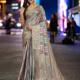 KIMISHA Ethnic Motifs Woven Design Zari Organza Banarasi Saree-image-52