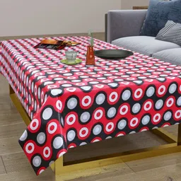 Dakshya Industries Red & Black Geometric Printed Waterproof 4-Seater Table Cover image 4