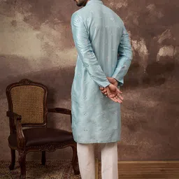 Ethnic Bay Men Embroidered Mandarin Collar Sequins Straight Kurta image 5