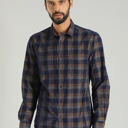 Indian Terrain Men India Slim Spread Collar Tartan Checked Cotton Slim Fit Casual Shirt-picture-13