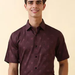 Allen Solly Men Slim Fit Ethnic Motifs Printed Spread Collar Pure Cotton Formal Shirt-picture-39