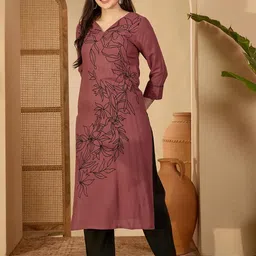 Sangria Women Maroon Floral Embroidered Thread Work Floral Kurta-image-38