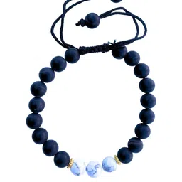 Apnisanskriti Unisex Black Onyx Matt Howlite Stone Bracelet image 2