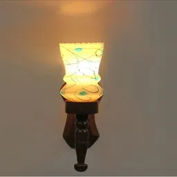 1ST TIME White & White Printed Wood Frustum Shaped Wall Lamp image 4