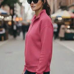 MACK JONNEY Women Solid High Neck Pullover Sweatshirt image 4