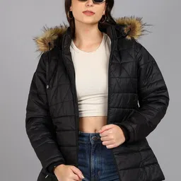 ELLIPSE Women Hooded Solid Sherpa Jacket image 4