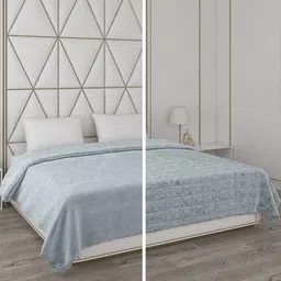 Monte Carlo Grey & White Printed 850 GSM Heavy Winter Double Bed Blanket-picture-14