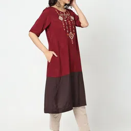 NYLANGAN Embroidered Thread Work A-Line Kurta image 4