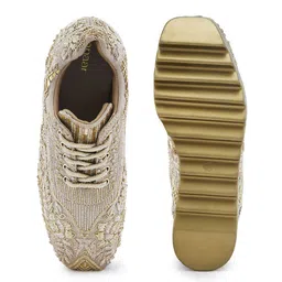 Anaar Women Woven Design High-Top Sneakers image 4