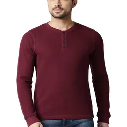 Basics Men Self Design Henley Neck Slim Fit Pure Cotton T-shirt-picture-38