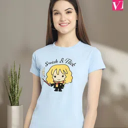 Dreambe Women Pack of 2 Graphic Printed Round Neck Cotton Regular Fit T-shirts-image-40