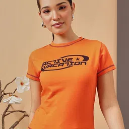 STREET 9 Women Typography Printed Applique T-shirt-image-99