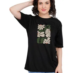 Moda Rapido Women Floral Printed Round Neck Cotton T-shirt-image-97